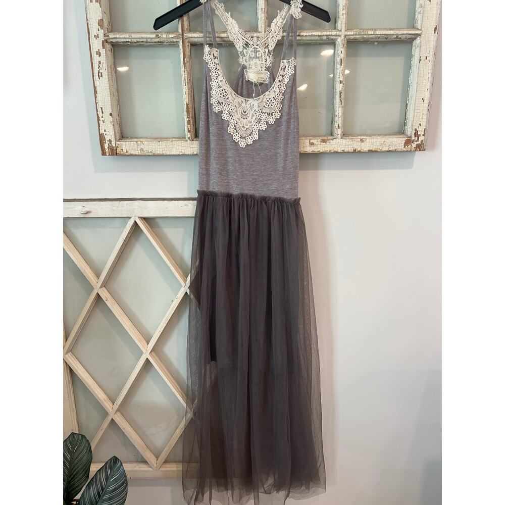 NWOT A’reve size medium maxi dress crocheted lace & tulle